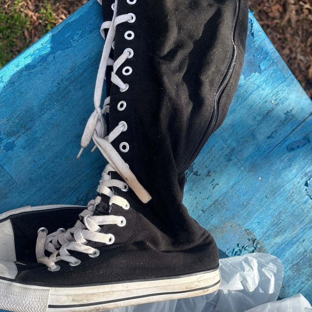 Airwalk Black Canvas High-Top Sneakers with White Laces